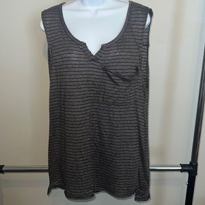 V Slit Front Pocket Striped Tank